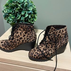 Leopard ankle boots